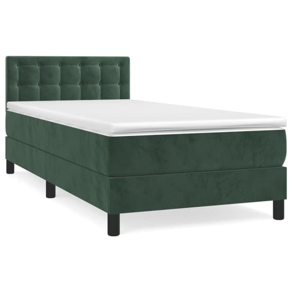 Ramsäng med madrass mörkgrön 90x190 cm sammet