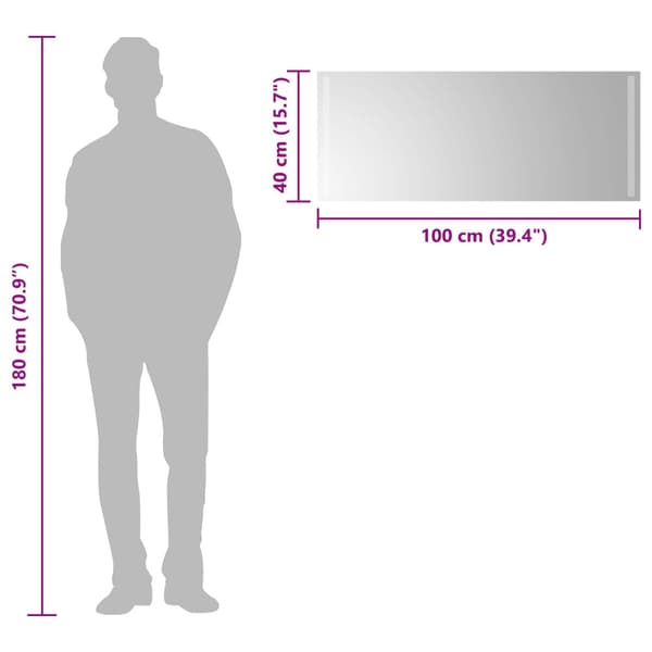 LED Badrumsspegel Transparent 100 x 40 cm härdat glas