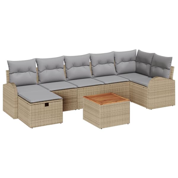 Trädgårdsoffset 8 st Beige Poly rattan