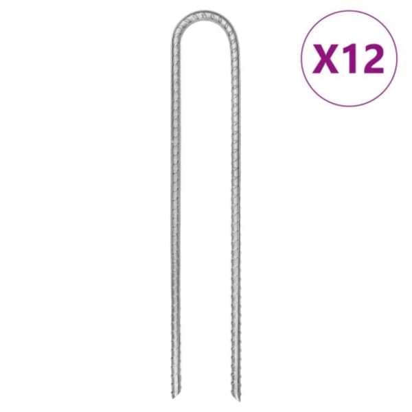 Tältpinnar 12 st U-formade 30 cm Ø7 mm galvaniserat stål