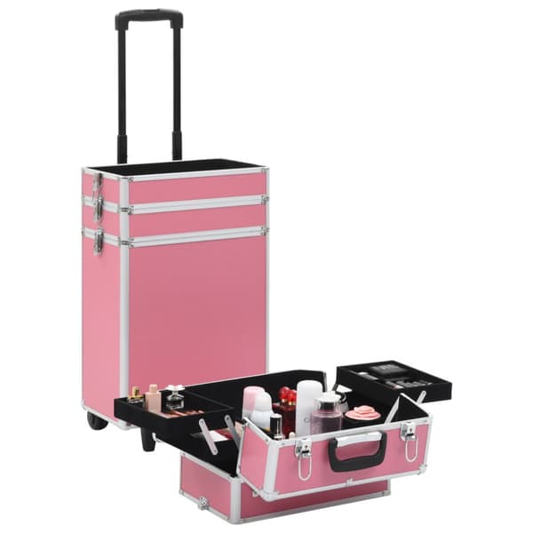 Sminklåda aluminium rosa
