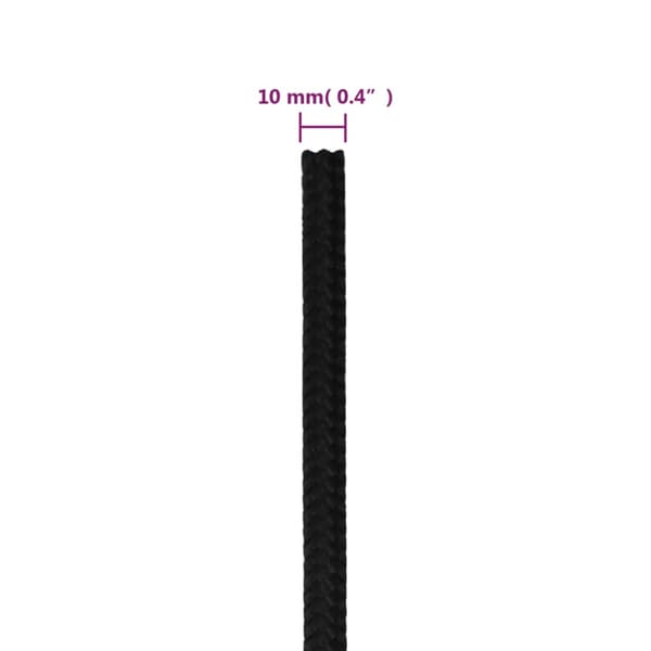 Rep svart 10 mm 25 m polyester