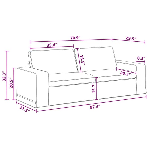 Soffa Mörkgrå 222 x 80 x 82 cm tyg