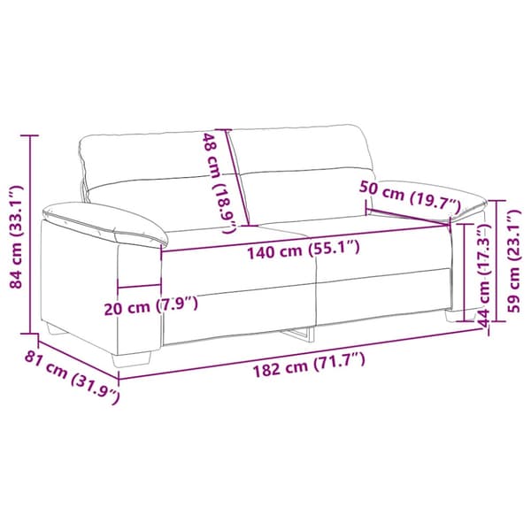 2-sitssoffa brun 180x81x84 cm tyg