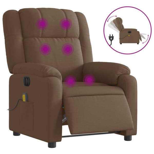 Elektrisk massagefåtölj brun tyg