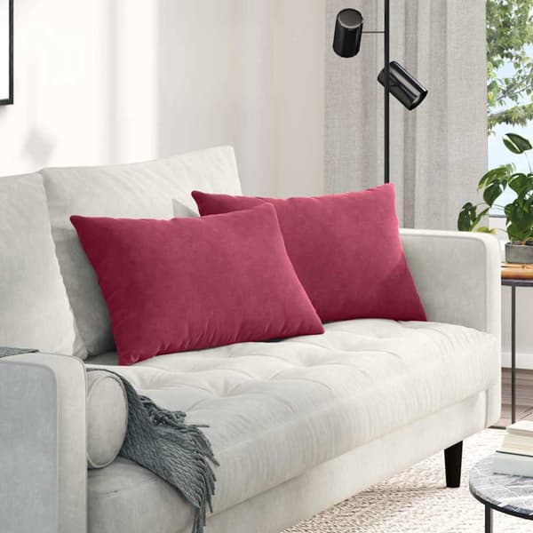 Sofakuddar 2 pcs Vinröd 60 x 40 cm Kordread tyg