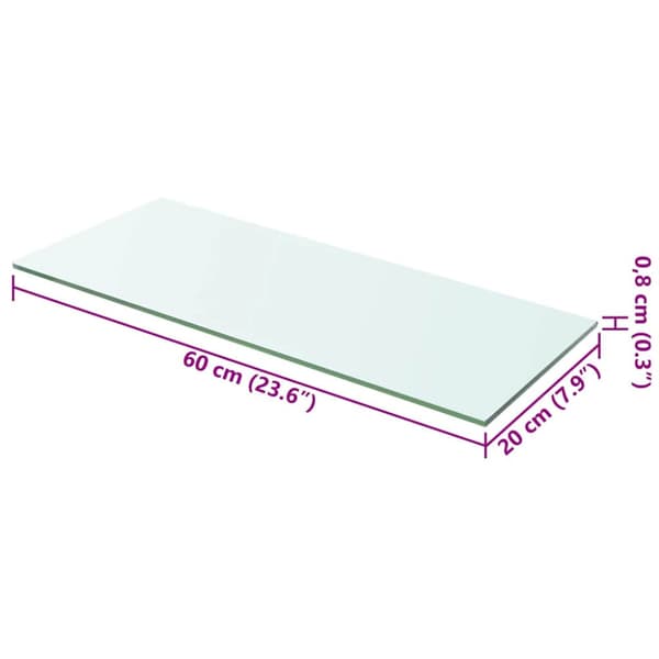 Hyllplan 2 st glas genomskinlig 60x20 cm