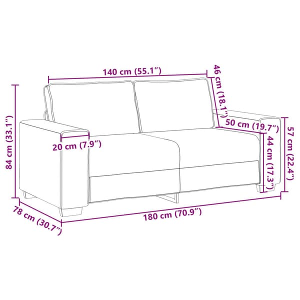 Tvåsitssoffa Cappuccino 180 cm Konstläder