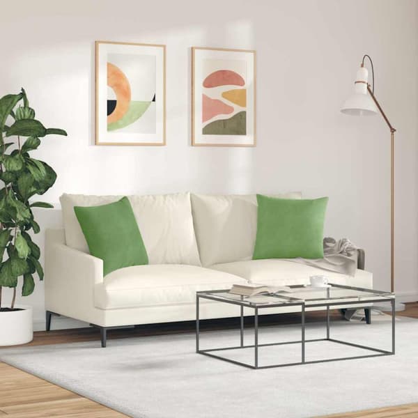 Sofakuddar 2 pcs Ljusgrön 45 x 45 cm Kordread tyg