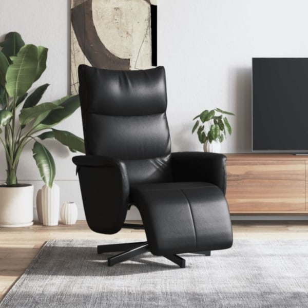 Reclinerfåtölj med fotstöd svart konstläder