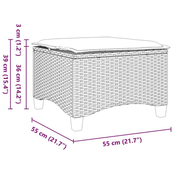 Trädgårdspallar med dynor 2 st svart 55x55x36 cm konstrotting