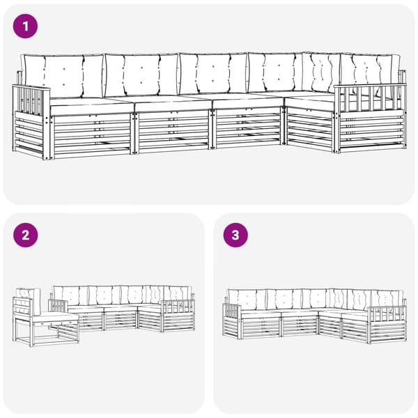 Utomhussoffset med kudde 6 pcs Vit och antracit Polyester