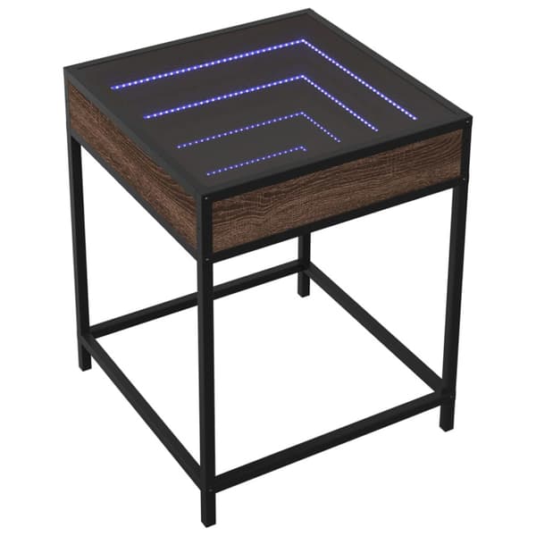Soffbord med Infinity LEDs brun ek 40x40x51 cm