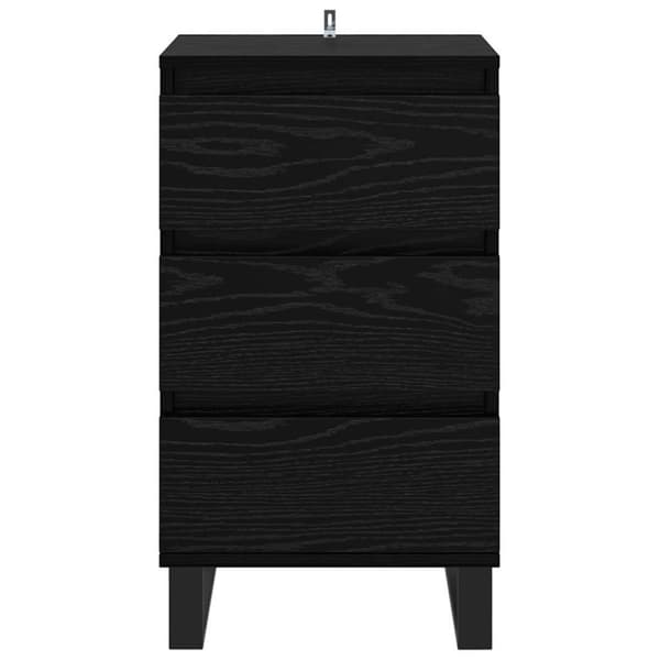 Sideboard med låda Svart ek Konstruerat trä