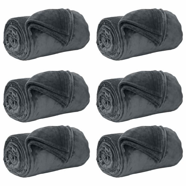 Filtar 6 pcs Mörkgrå 240 x 270 cm Fleece