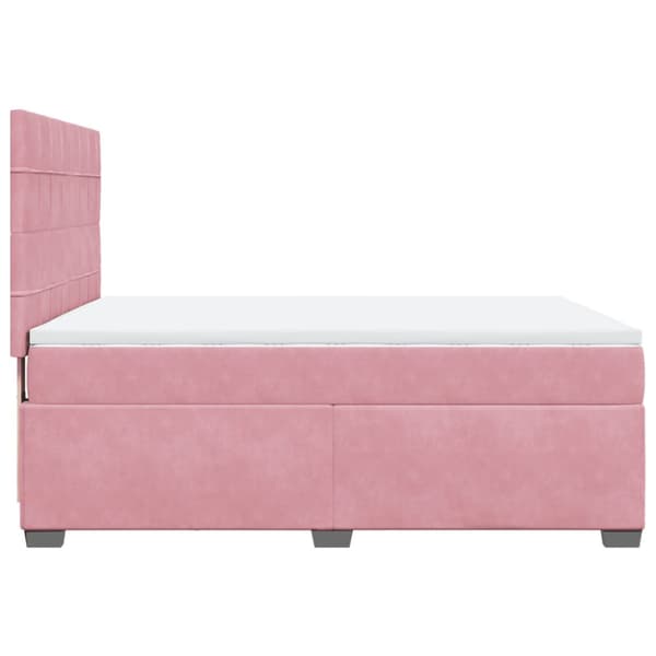 Ramsäng med madrass rosa 140x200 cm sammet