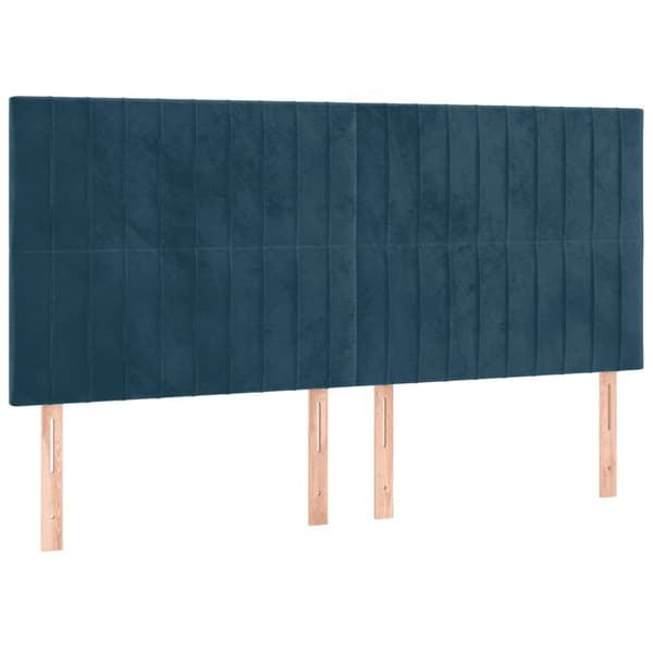 Ramsäng med madrass mörkblå 160x200 cm sammet