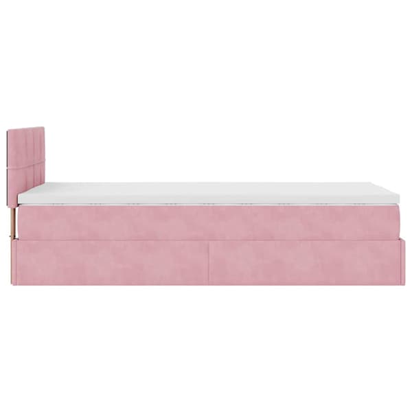 Ottoman sängram med madrass rosa 90x200 cm sammet