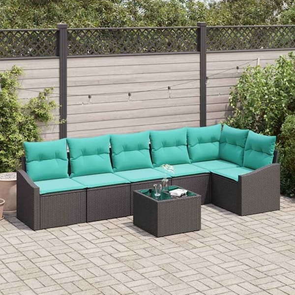 Soffset med kudde 7 pcs Svart konstrotting