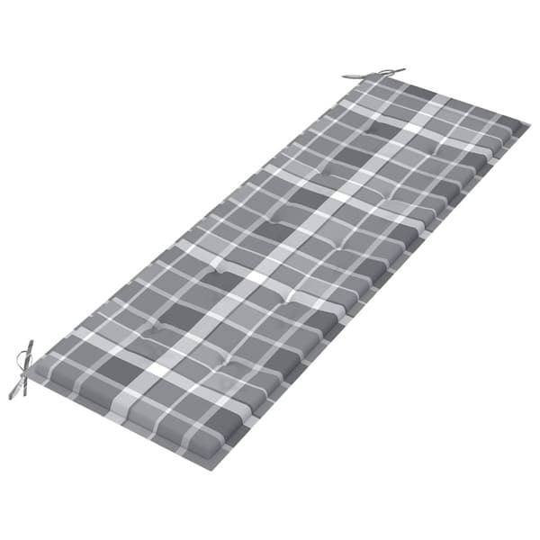 Bataviabänk med grårutig dyna 150 cm massiv teak