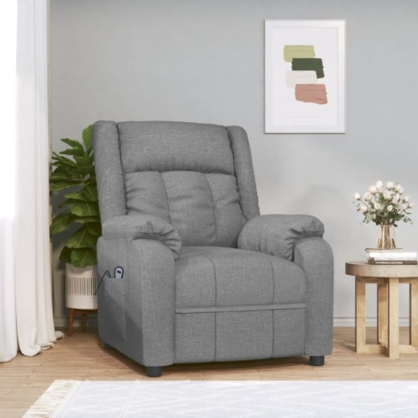 Elektrisk reclinerfåtölj ljusgrå tyg