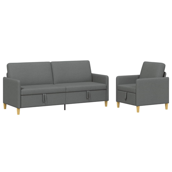 Soffgrupp med förvaring 2 pcs Mörkgrå Polyester
