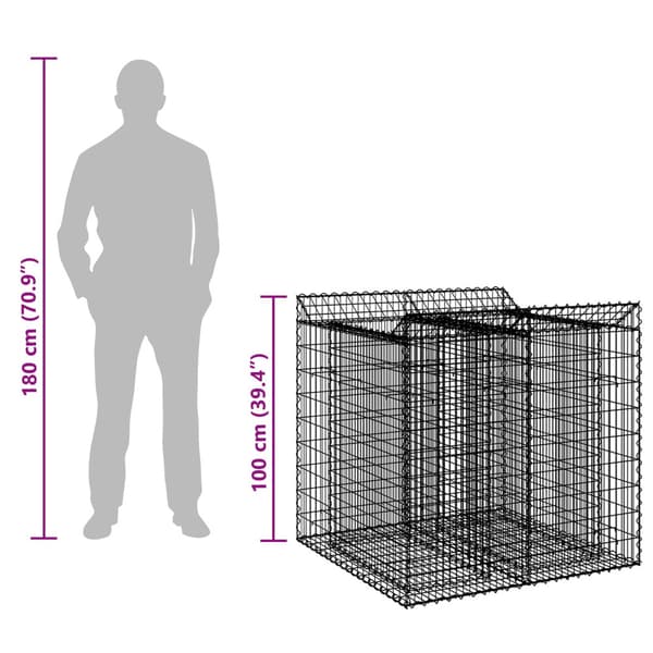 Gabion upphöjd säng 2 pcs Silver