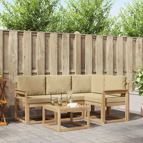 Utomhussoffset med kudde 5 pcs Vit och Beige