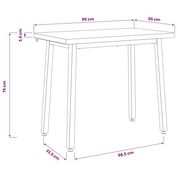 90 x 55 x 75 cm Massivt Akaciaträ Vit Rektangulär