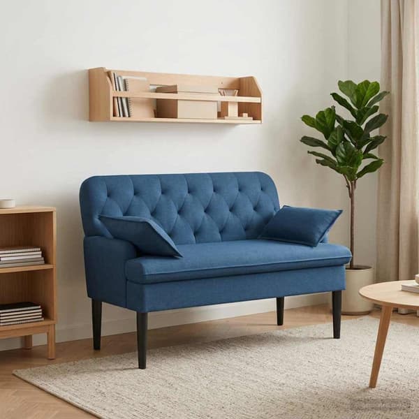 Loveseat med knapprapport Blå 111 x 68 x 80 cm Tyg