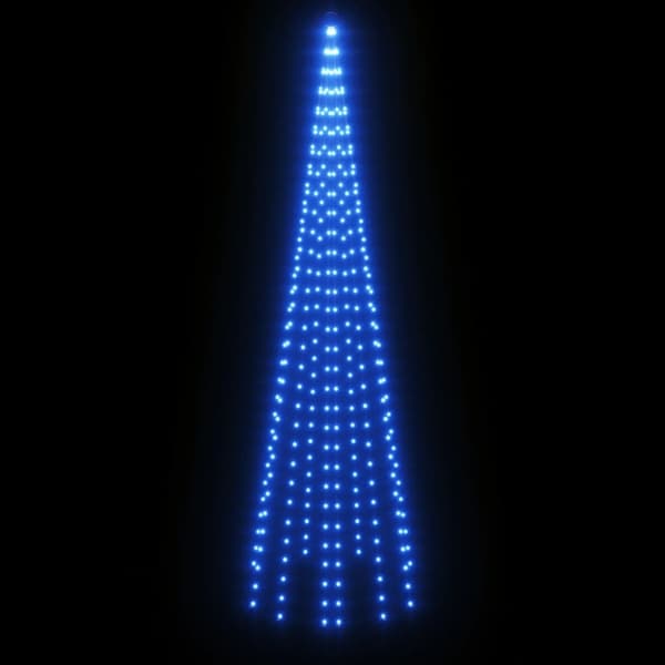 Julgran på flaggstång blå 310 LEDs 300 cm