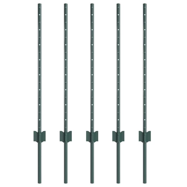 Stängselstolpe 5 pcs Grön 120 cm Stål