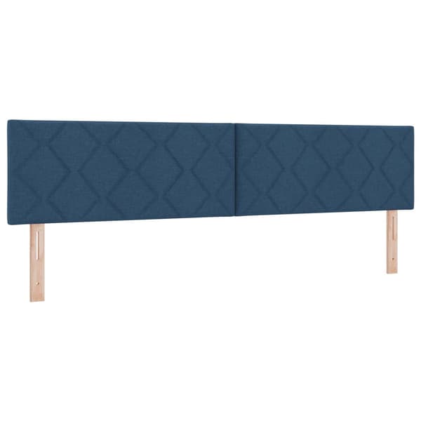 Boxspring säng med madrass och LED Blå 200 x 200 cm Tyg