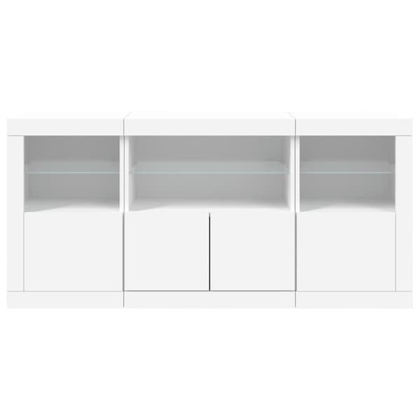 Skänk med LED-belysning vit 142,5x37x67 cm