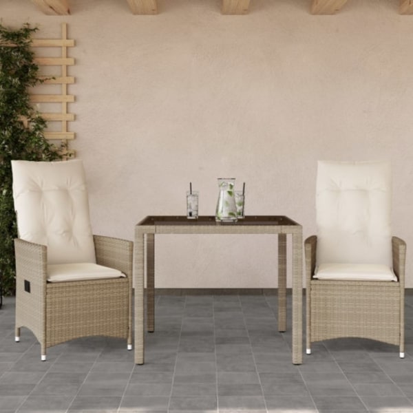 Bistrogrupp med dynor 3 delar beige konstrotting