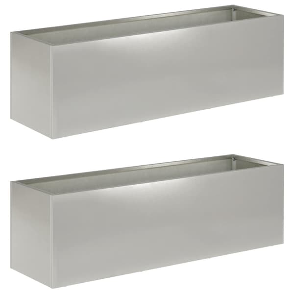 Trädgårdsplanterare 2 st Silver 80 x 30 x 30 cm Rostfritt stål