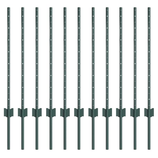Stängselstolpe 11 pcs Grön 120 cm Stål