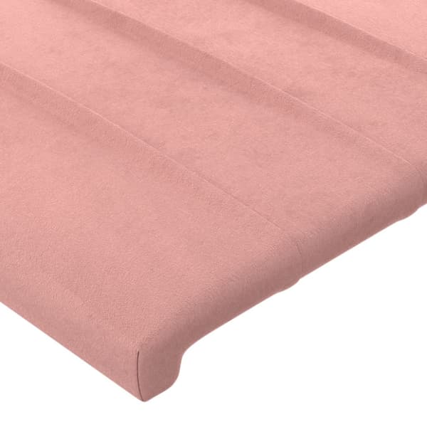 Sänggavel rosa 144x5x118/128 cm sammet