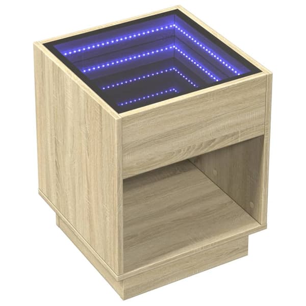 Soffbord med Infinity LEDs sonoma-ek 40x40x50 cm