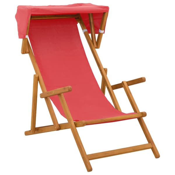 Deck Chair 3 Position Massiv Eukalyptus Trä Röd