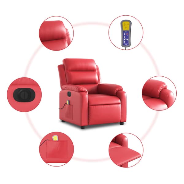Elektrisk massagefåtölj röd konstläder