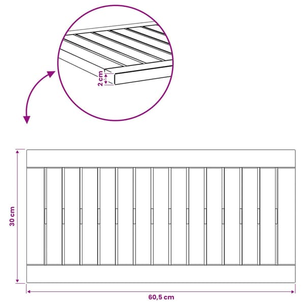 Bordsskiva 60,5 x 30 x 2 cm Rektangulär Massivt Akaciaträ