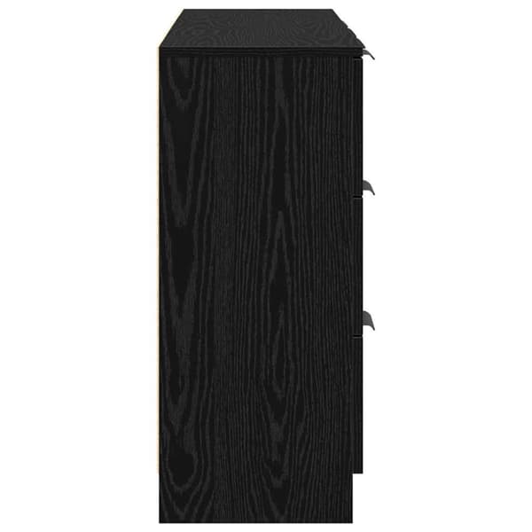 Sideboard med låda 3 pcs Svart Ek Konstruerat trä