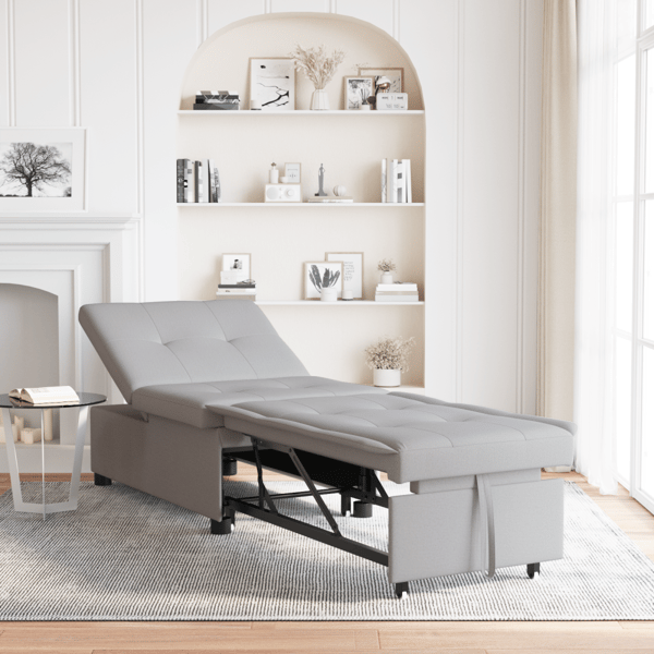 Pull Out Sofa Bed Grå 194 x 50 x 82 cm tyg