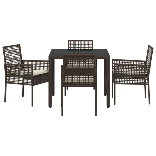 Trädgårdsmöbelset 5 pcs Brun konstrotting
