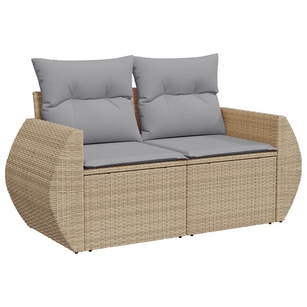 Trädgårdsoffset med kudde 12 pcs Beige och Ljusgrå Poly Rattan