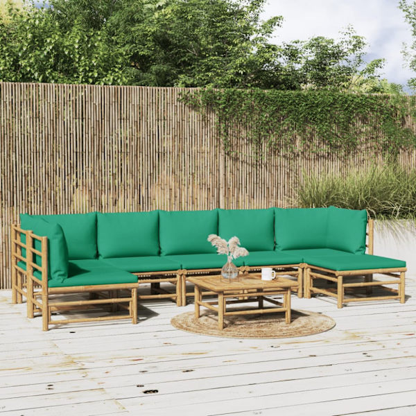Loungegrupp 8 delar gröna dynor bambu