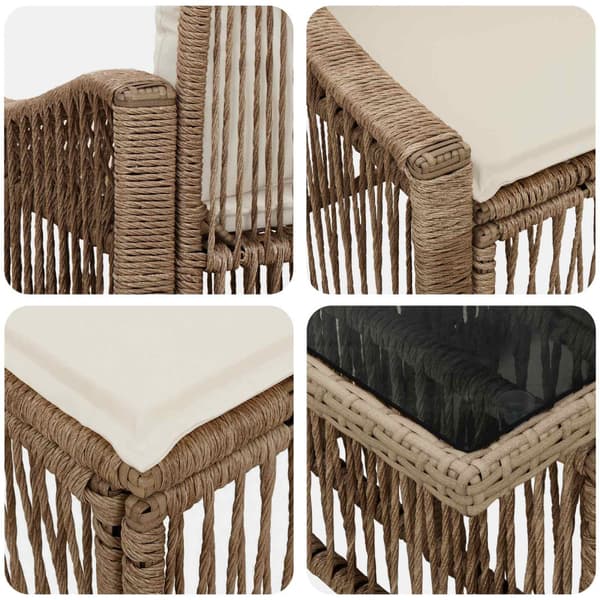 Trädgårdsoffset 7 st Beige och krämvit konstrotting