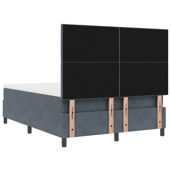LED Box Säng med madrass Mörkgrå 140 x 200 cm Sammet