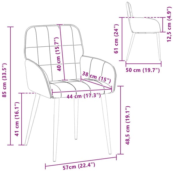 Matstolar 4 pcs Sammet Mörkgrå 57 x 50 x 85 cm